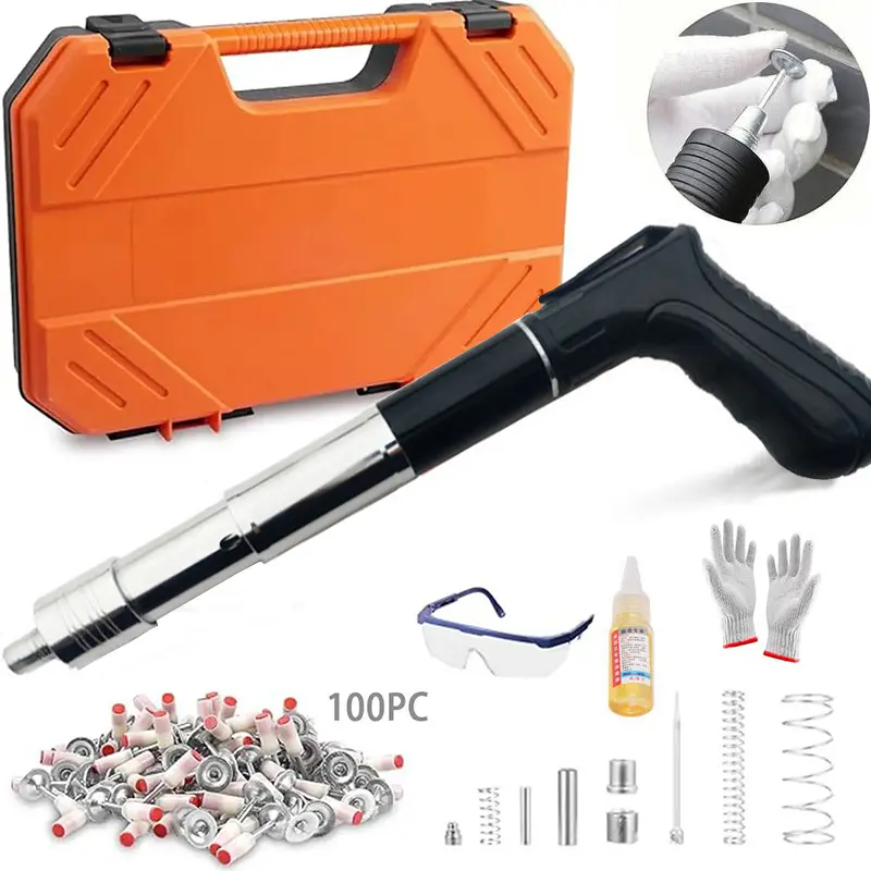 Manual Mini Steel Nail Gun 5 Gears Power Adjustable Wall Nail Guns for CeilingManual Steel Nails Gun Tool, Concrete Nail Gun, Mini Portable Nail Shooting Machine with 100 Nails (Nail Gun Set), dealsforyoudays
