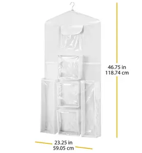 Hanging Gift Wrap Storage Organizer - Clear Polyester - 23.25 x 46.75