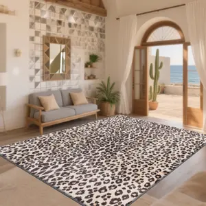 Velvet + Soft, Comfortable Modern Retro Style Leopard Print Pattern Printed Carpet, Home Decoration Carpet, Large Living Room Carpet, Sofa Cushion, Door Mat, Coffee Table Mat, Bedroom Carpet, Bedside Carpet, Home Decor Rugs, Animal Printed Rug