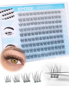 JIMIRE Natural Self Adhesive Eyelashes Wispy Pre Glued Lash Clusters No Glue Needed Press on Lashes Reusable Self Adhesive Lash Clusters Easy to Apply 9-12MM 108Pcs Pack