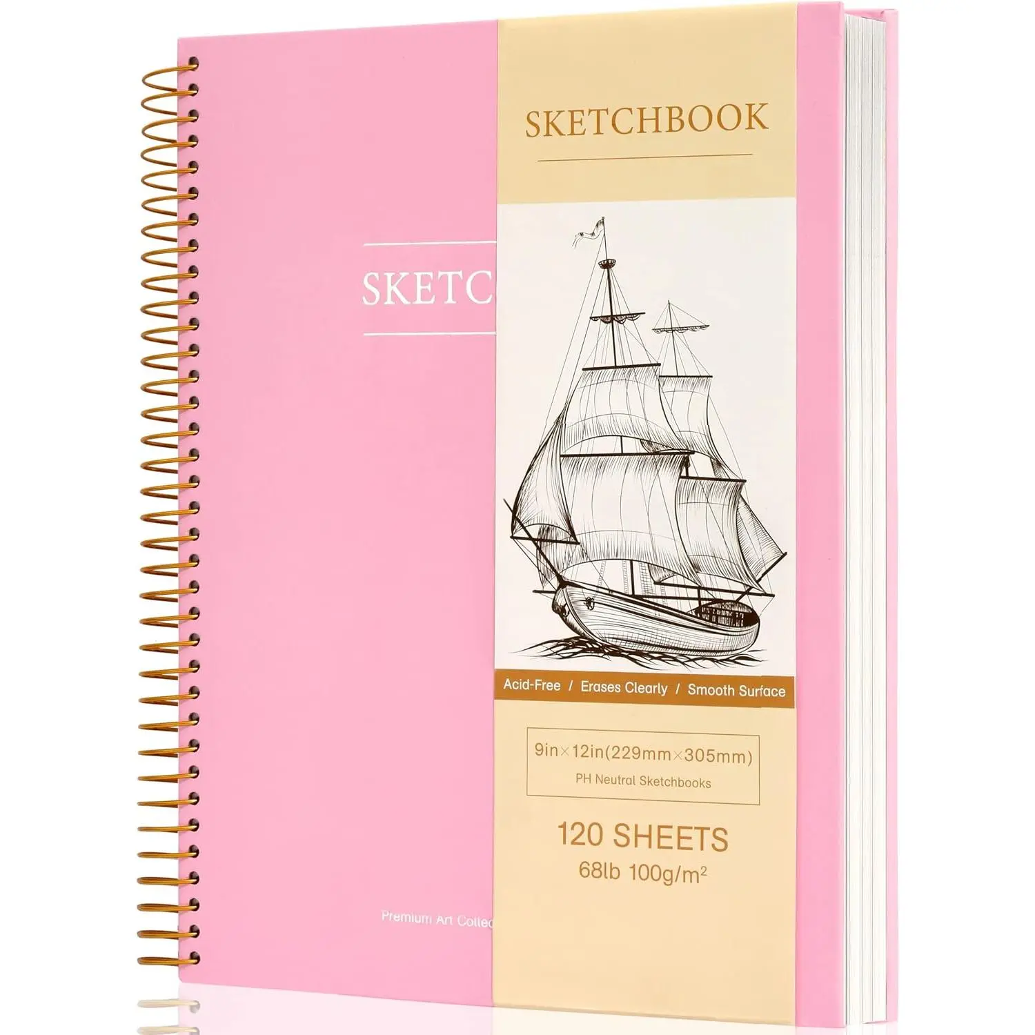 9 x 12 inches Hardcover Sketchbook for Drawing 120 Sheets Spiral Bound Sketch Pad  Art Sketchbook Artistic Drawing Painting Writing Paper(68lb/100gsm) for  Adults Beginners Artists, Pink