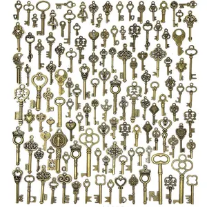 120 Pieces Mixed Antique Style Bronze Brass Keys for Pendant DIY Jewelry Making Wedding Party Favors