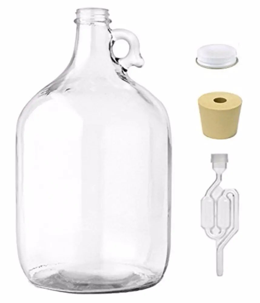 Home Brew Ohio 1 Gallon Jug With TwinBubble Airlock,Metal Cap,#6 drilled stopper