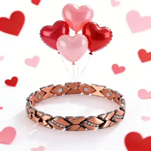 Pure Copper Bracelets for Women with Magnetic Design & Crystal Elements Sizing Tool Valentine's Day Jewelry Gift