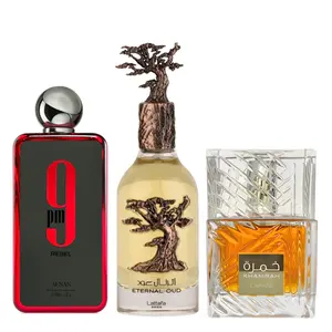 Lattafa Ethnic Unisex Blueberry Fragrance Gift Bundle - 3x100ml Fragrance Discovery Set (Eternal Oud, 9PM Rebel, Khamrah), Rich Arabic Spicy Aromatic Perfumes, Ethnic Unisex Fragrance