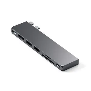 Satechi 7 in 1 USB C Hub Multiport Adapter Pro Slim, USB C Dongle, 100W Charging, 4K HDMI, USB 4, USB 3.2 Gen 2, SD/Micro Card Reader for Mac, MacBook Air/Pro