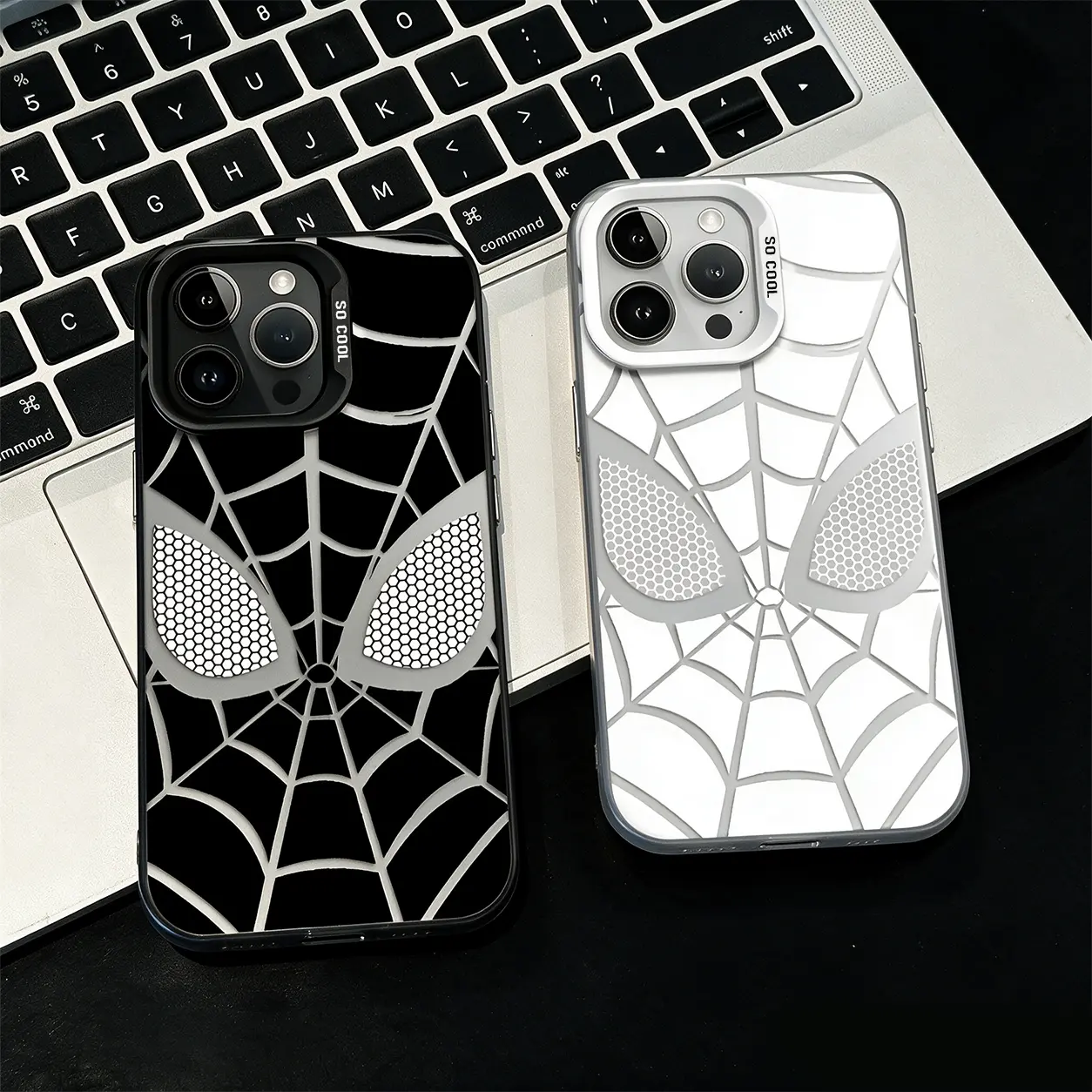 Creative Spider-Man Web Phone Case – Shockproof & Durable Cover for iPhone 17/16/15 Pro Max & Samsung S Series | Trendy Pink Couple Design
