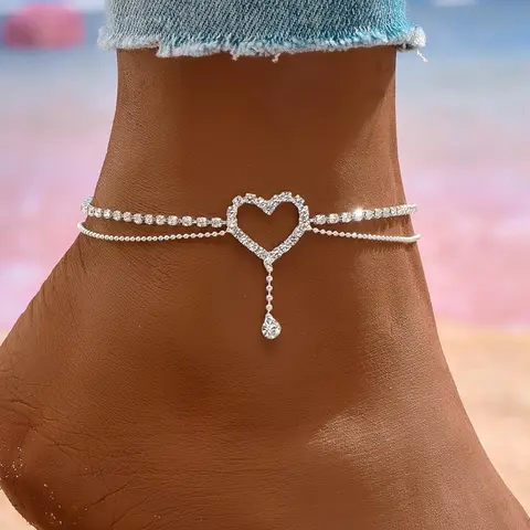 Simple Heart Design Anklet, Fashionable Jewelry for Women, Trendy Versatile & Exquisite Jewelry for Birthday Gifts, Dainty Layered Anklet, Trendy Fashionable Accessories