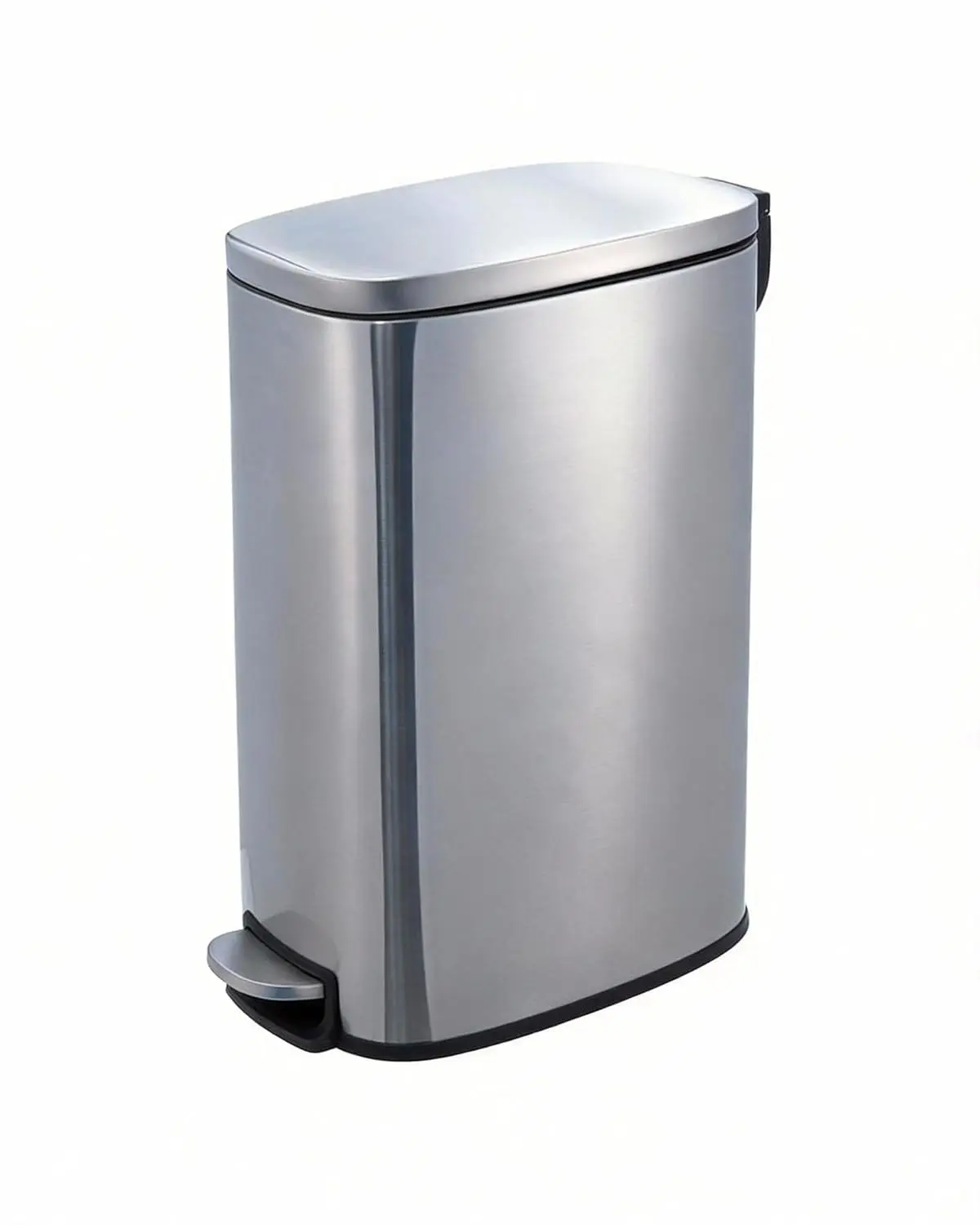 Garvee 13 Gal Slim Trash Can, Step Garbage Can with Soft-Close Lid, Stainless Steel Recycling Bin Waste Container with Removable Inner Bucket for Kitchen, Bathroom, Office, Silver