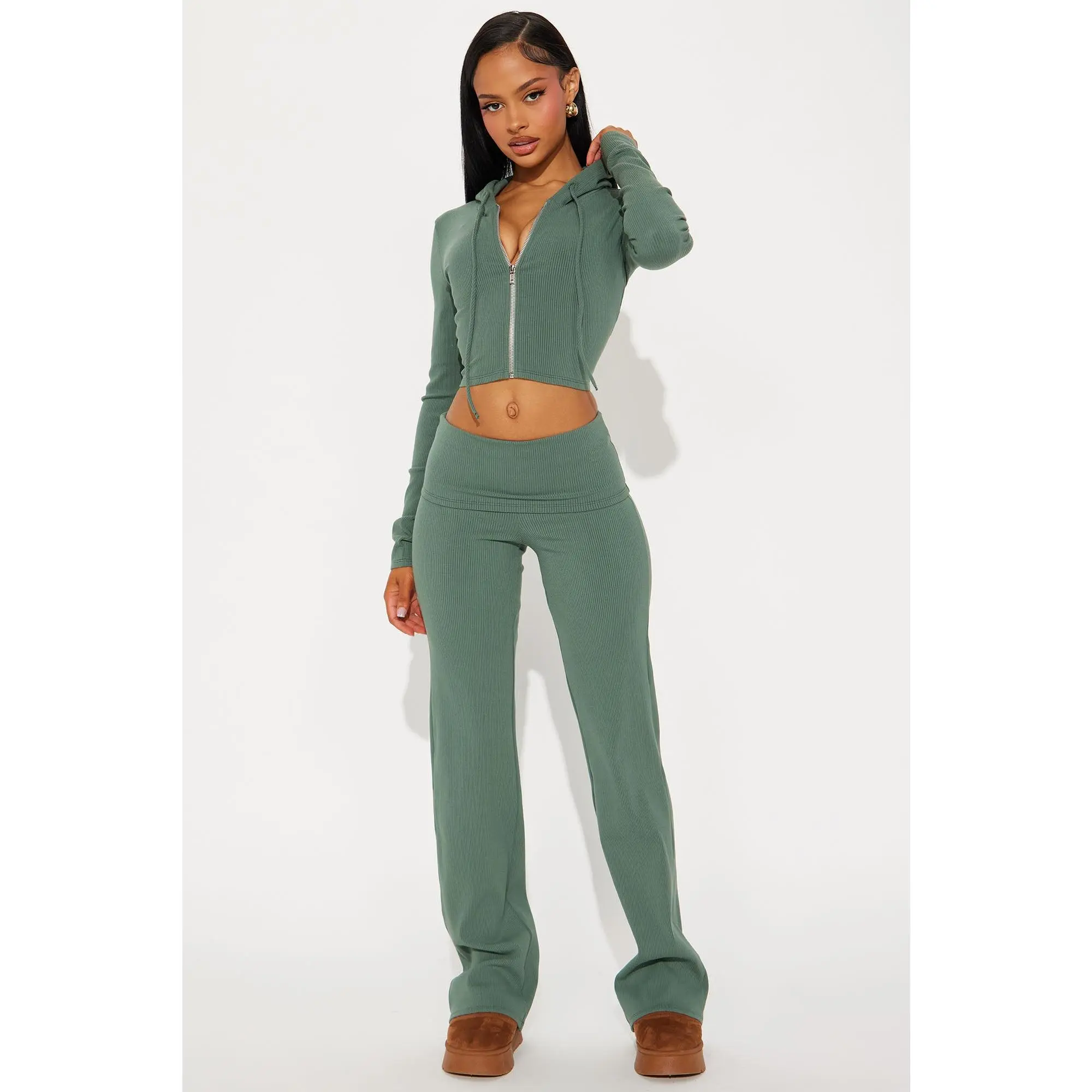 Karly Snatched Pant Set - Olive 2