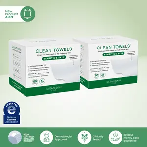 Clean Towels Sensitive Skin XL - 100 count - 2 Pack Disposable Wipes Single Use Clean Towels Sensitive Skin XL - 100 count - 2 Pack Disposable Wipes Single Use