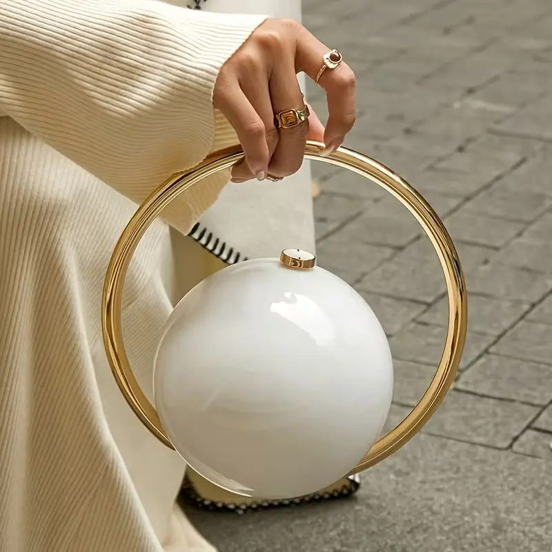 Spherical Irregular Evening Elegant Clutch Bag Luxury Women Electroplated Glossy Handbag Snap Closure Purse for Wedding Party Banquet
