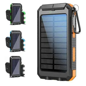 10000mAh Large Capacity Solar Outdoor Power Bank, Dual USB Fast Charging, Flashlight, Compass, Waterproof & Drop Resistant