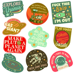 Space Sticker Extra Large Stickers for Adults Funny Adhesives with Memes Funny Stickers with Colorful Graphic Decals Sarcastic  Funny Space  Multi