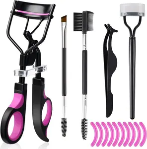 Lashes Curler Kit, Curl Lashes Eyelash Tool with Combed Eyelash Curler Set, Eyelash Makeup Tool for Curl Effect, Eyelash Curler & Eyebrow Brush & Tweezers for Lash Clusters, Portable Eyelash Extension Tool for Women