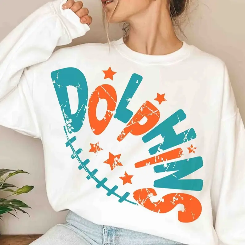 Dolphins Retro Football Shirt, Miami Style Graphic Tee, Vintage Game Day Sweatshirt, Unisex Streetwear Top, Cute Football Lovers Shirt - Win