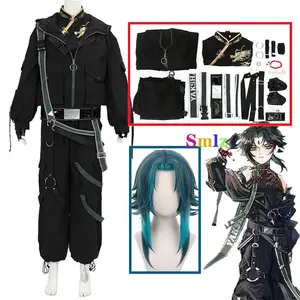 Devil Xiao Cosplay Anime  Impact Cosplay Costume Men Xiao Black Suit Jackets Pants Halloween Devil Costume