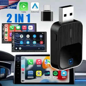2in1 Wireless CarPlay Adapter Android Auto USB Dongle Car Navigation Player for All Cars Supports Mirroring & Audio
