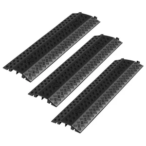 VEVOR Drop Over Cable Cover,  17,500 lbs/Axle Load Capacity, Heavy Duty Cable Hose Protector Ramp, Floor Cord Cover, for High Walking Traffic Areas, Indoor, Outdoor, Home, Office, Warehouse, 3 Pack