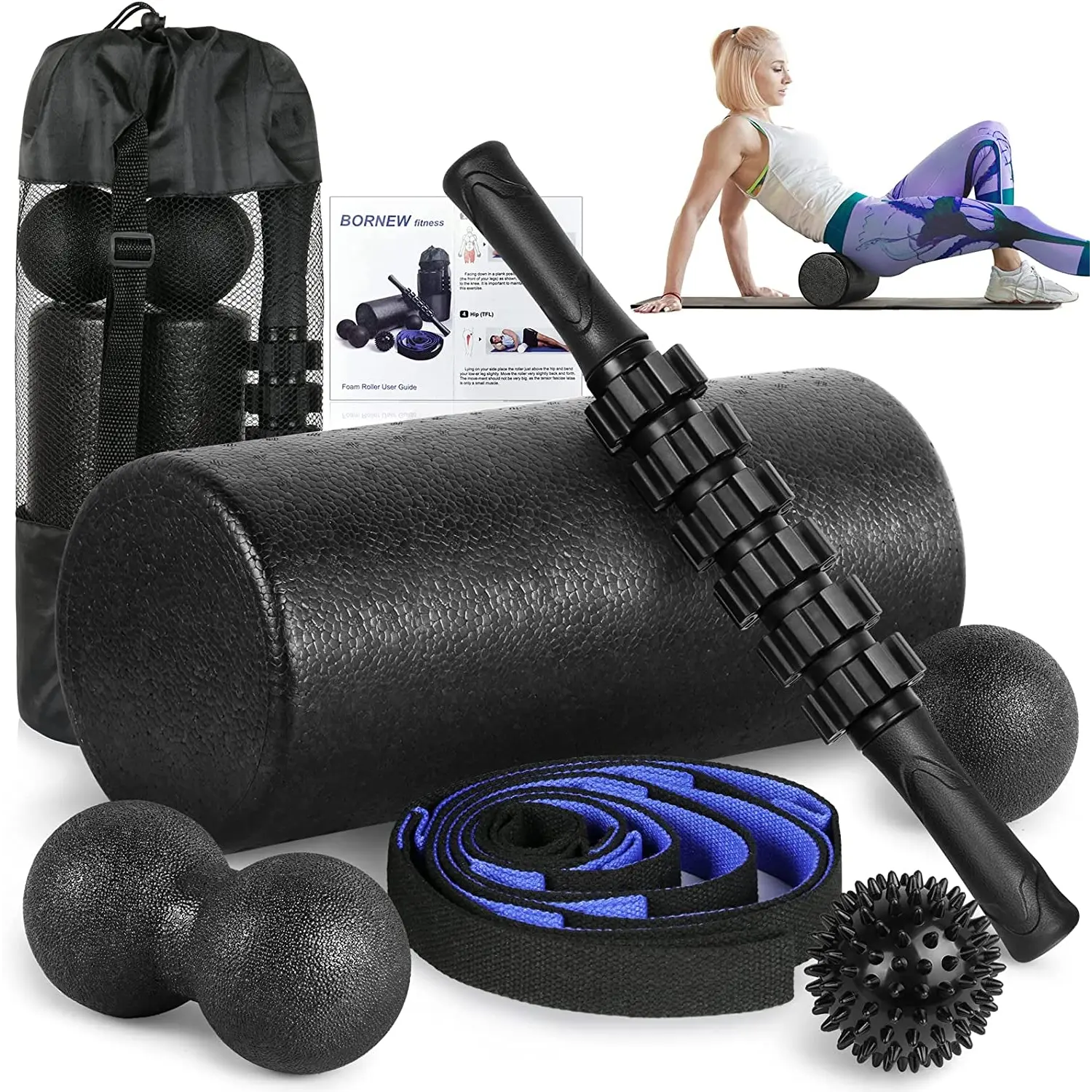 Portable Foam Roller Set, 6 in 1 Portable Foam Roller Set, 6 in 1