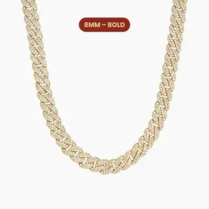 JAXXON Iced Out Cuban Link Chain 8mm - Gold - Diamond Simulants - Box Clasp