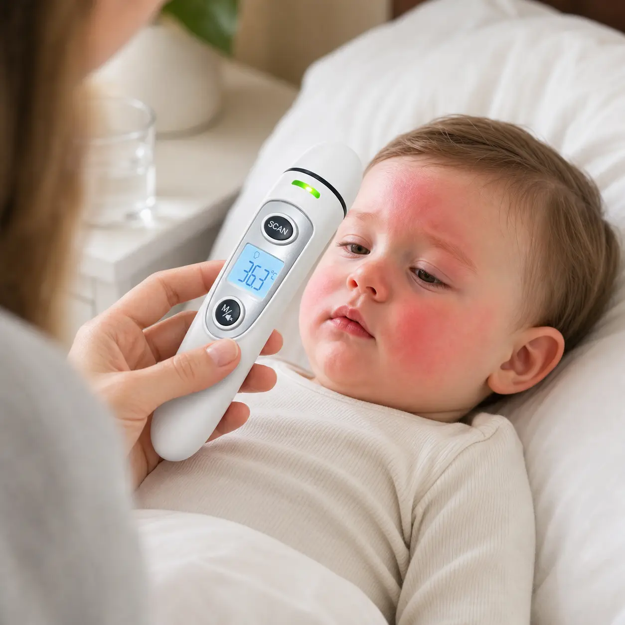 2-in-1 Backlit Digital Infrared Thermometer - Accurate Forehead & Ear Fever Monitor for All Ages, 1-Second Instant Reading
