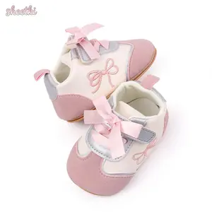 Baby Girls Shoes, Soft Sole Embroidery Bow Sneakers Non-slip Toddler Shoes for Casual Daily