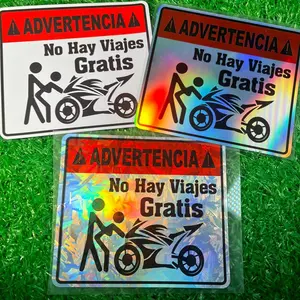 No Hay Viajes Gratis Motorcycle Sticker, Waterproof Self-adhesive Cartoon Character Warning Car Sticker, Decorative Decals for Car Triangle Windshield Bumper