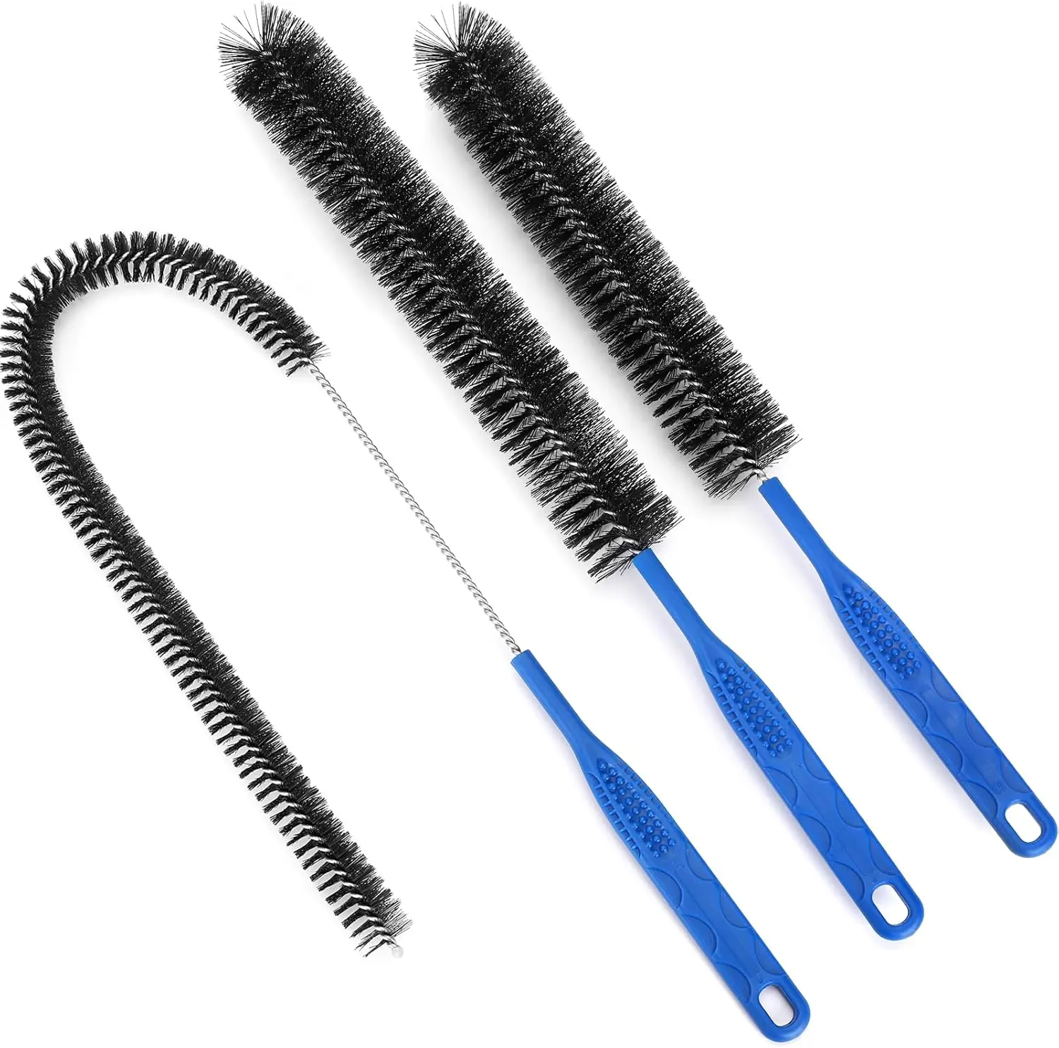 3PCS Drain Brush Set with Refrigerator Coil Cleaning Brush - Excellent Value Plumbing Tool with Hanging Hole for Kitchen Sink Narrow Drains, Laundry Room Dryer Vent Clog Removal & Ongoing Appliance Maintenance, Versatile