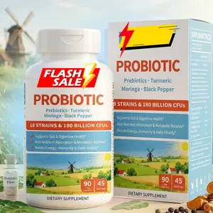 Probiotic Supplement for Women & Men – 180 Billion CFU, 18 Strains, Daily Wellness Formula, Shelf Stable, Non-GMO (90 Veggie Capsules)