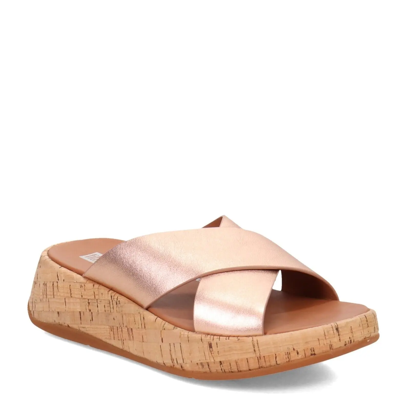 FitFlop F Mode Cross Cork Flatform Sandal in Rose/Gold Leather | Women's