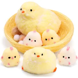 6Pcs Taba Handmade Squishy Chick Miniatures Toys Stress Relief Squeeze Toy. Cute Sensory Toys. Handmade Soft Silicone StickyToys. Bouncy Stress and Relaxation Toys. Stretchable Springy Toys