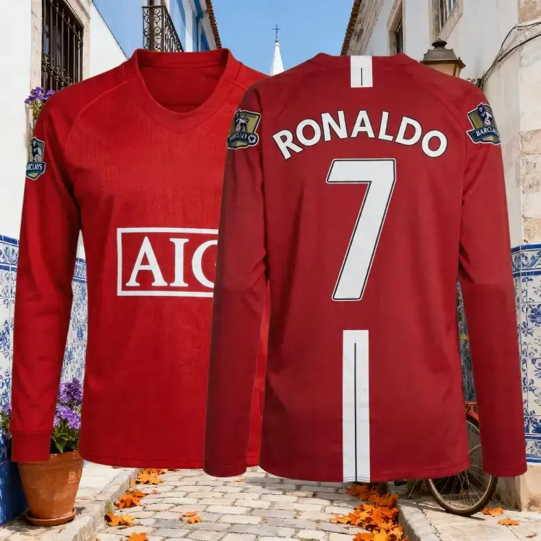 C.Ronaldo 2007-08 Retro Home Red Away Black Short-sleeved Long-sleeved Soccer Jerseys