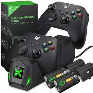 ESYWEN Type-C Charger Dock For Xbox One/Xbox One S/X/Xbox Series X/S Wireless Controller + 2 x 2550mAh Rechargeable Battery With Covers