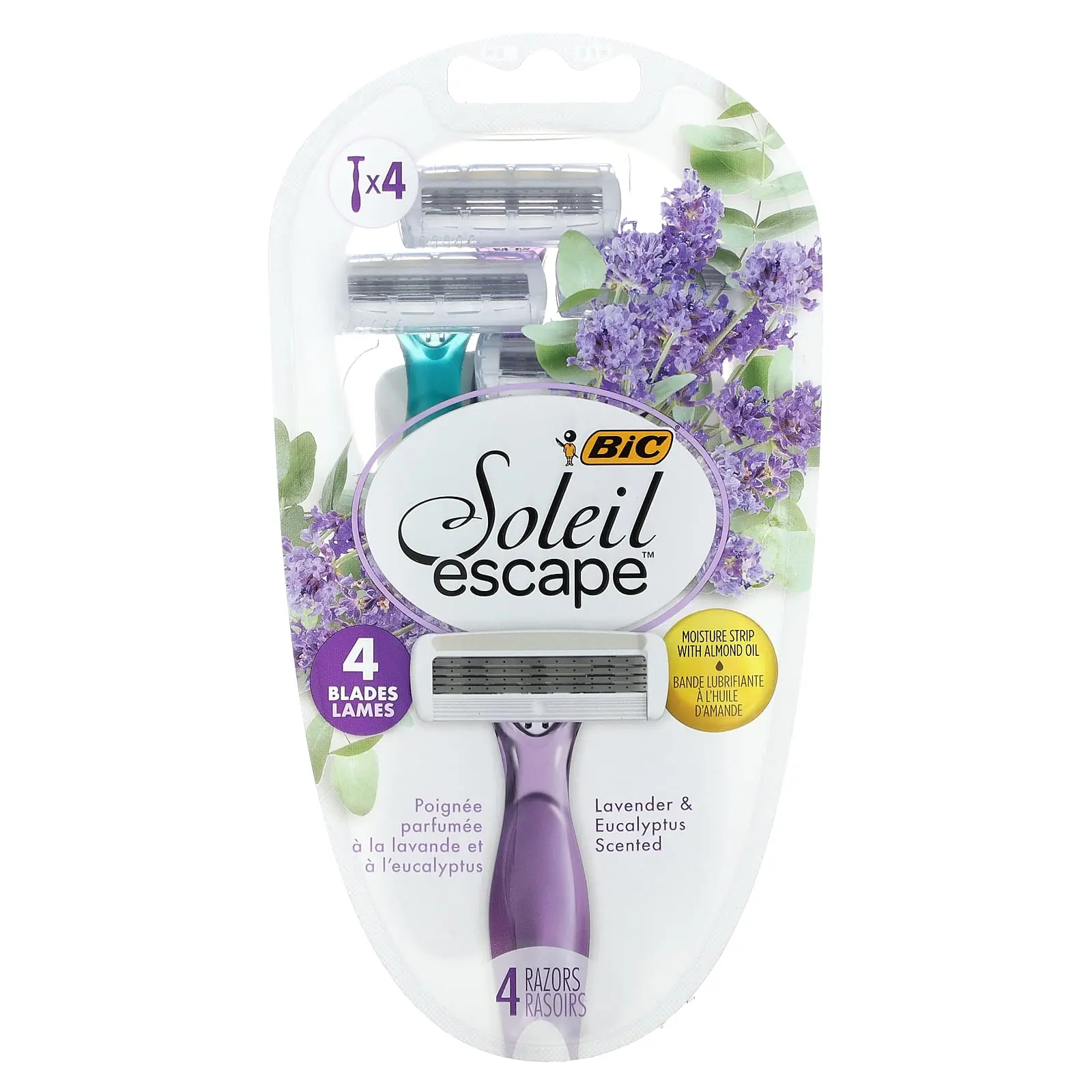 BIC Soleil Escape, Women's Disposable Razors, Lavender & Eucalyptus, 4 Razors BIC Soleil Escape, Women's Disposable Razors, Lavender & Eucalyptus, 4 Razors