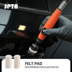 SPTA 10Pcs 12.5mm Wool Felt Polishing Pad Set - Felt Buffing Pad Wool Polishing Bits , Wool Polishing Pad Buffing Wheels Flocking Hook & Loop Back for Random Orbital Sander