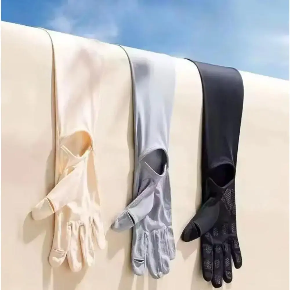 2 Pairs Summer Ice Silk Sunscreen Gloves for Women UV Protection Breathable Thin Driving Gloves Lightweight & Stylish for Daily Outdoor Activities