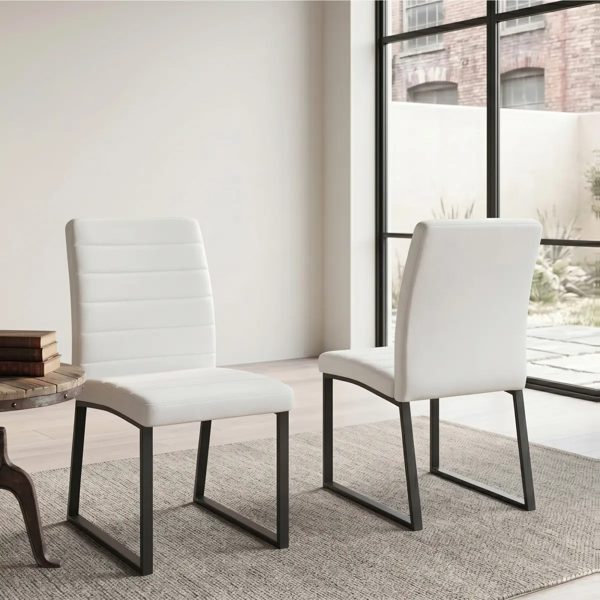 [Bellemave] Premium PU Office/Dining Chairs with High-Density Foam, Sturdy Metal Legs, Stylish Armless Chair for Home Office, Bedroom & Dining Area, Easy Assemly