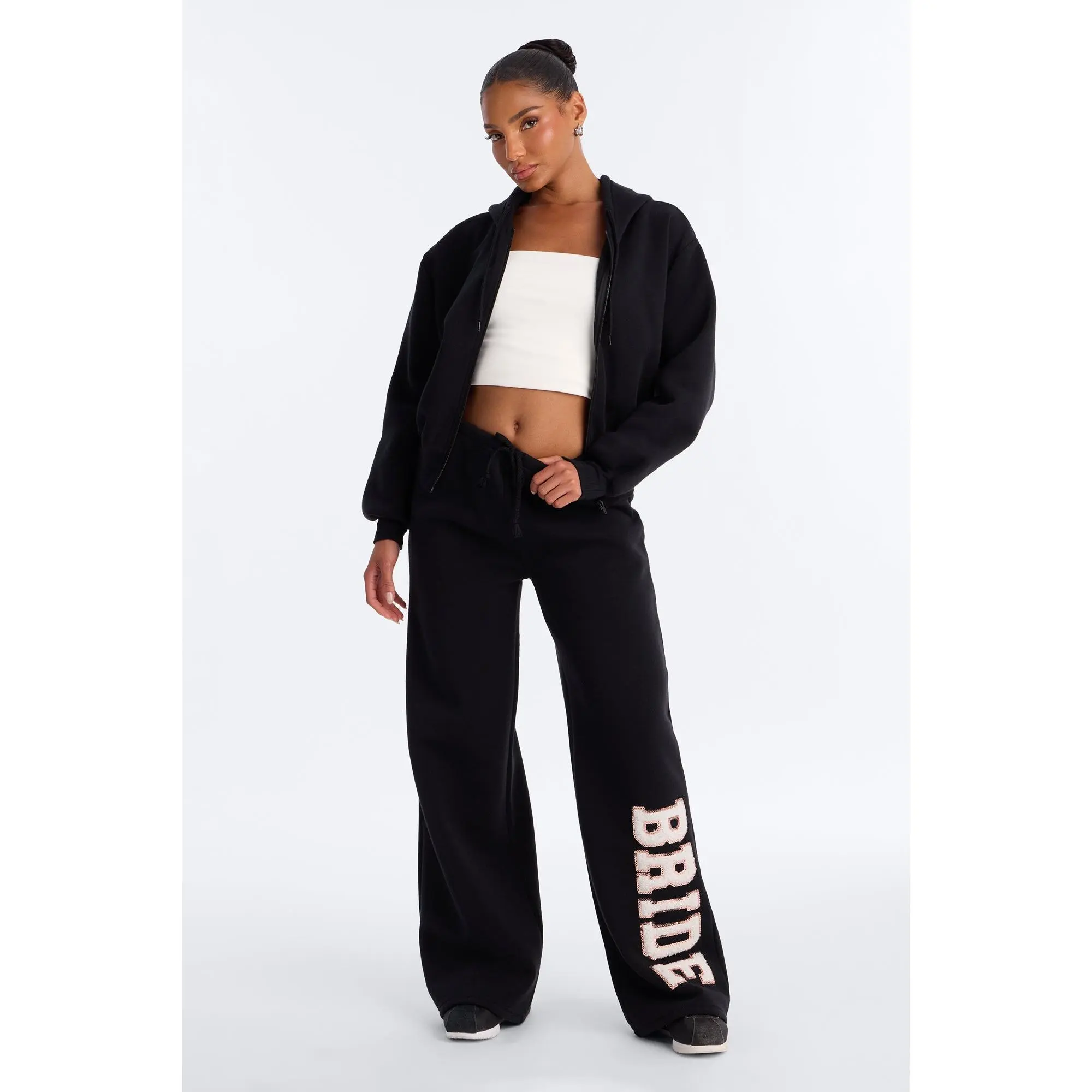 Bride To Be Fleece Pant Set - Black/White