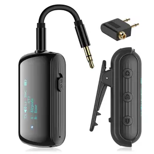 YOCOWOCO Bluetooth Transmitter Receiver for 2 AirPods/Headphones, Flight Bluetooth 5.2 Adapter for Airplane, TV, and Gym with a 3.5mm Audio Jack, Wireless BT Receiver with Mic for Car/Home Stereo