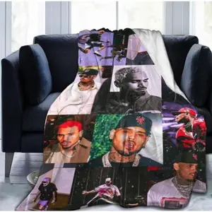 High Quality Chris Breezy Flannel Throw Blanket Super Soft Ultra Cozy Warm Lightweight Breathable Plush Fleece Home Decoration Gift for Fans Family