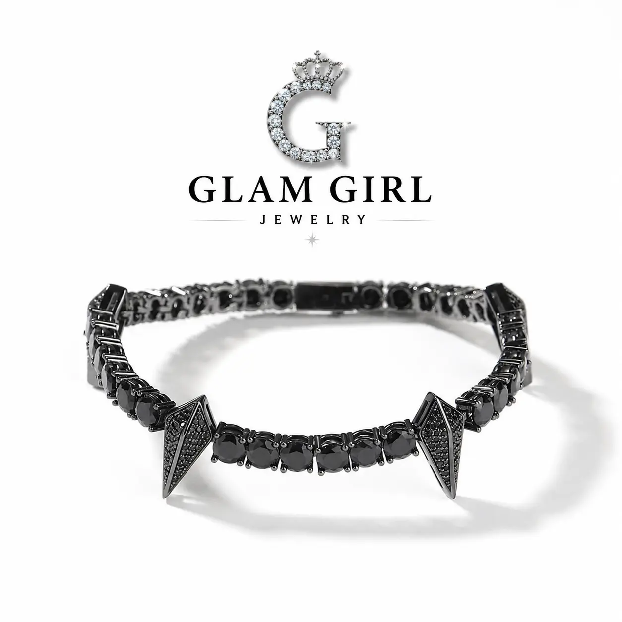 Black Panther Spike Tennis Bracelet, Iced Out Sparkling Zircon Bracelet, Multi Color Available, Hip Hop Bling Bracelet for Men Women, Fashion Statement Jewelry, Ideal Gift for Him Her, Daily Party Wear Trendy Accessories