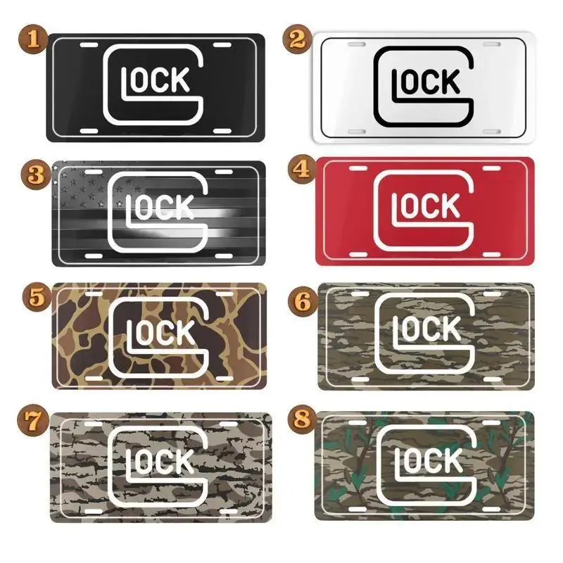 GLOCK Camo License Plate, 12"" x 6"" Aluminum Vanity Tag for US Vehicles, best gift, Old School Bottomland Camo, Duck Camo, Woodland Camo Vanity Plate, Gifts for Him, Tag for Car, Car Accessories