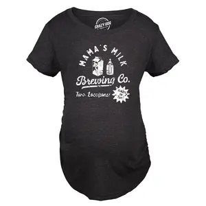 Maternity Mamas Milk Brewing Co Shirt Funny Breast Feeding Brewery Joke Pregnancy Tee for Ladies Funny Graphic Maternity Tee Cute Pregnancy Tees With Plus Sizes Pregnant Mother's Day Maternity Wear Funny Black -