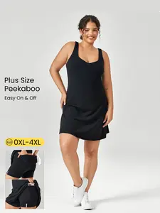 GLOWMODE FeatherFit-Air Peekaboo V-Neck U-Back Plus Dress Low Impact Yoga Daily Quick Dry Moisture Wicking