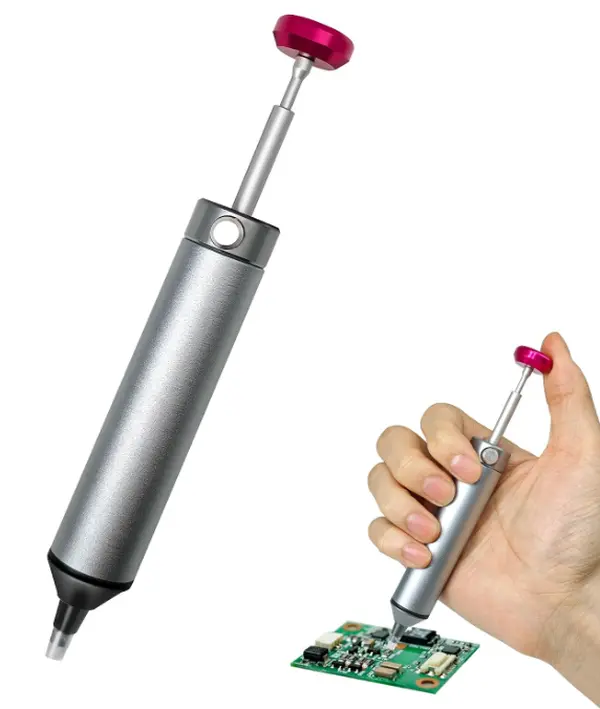 Aluminum Alloy Desoldering Pump, Strong Suction Solder Sucker Tool, High Precision Solder Vacuum Remover, One Hand Spring Loaded Desoldering Gun, Heat Resistant Soldering Removal Tool for PCB Repair, Electronics Maintenance, DIY Soldering Work
