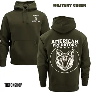 Night Life Coyote Hunting Hoodie - Thermal Camo Neon Wolf Sweatshirt Predator Gear - Men's Pullover Gift for Night Hunters