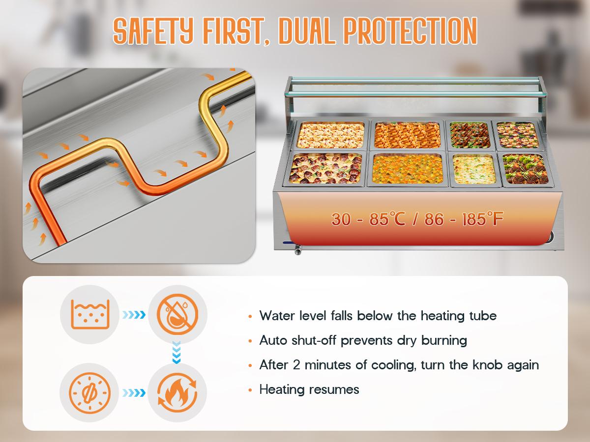 [Spring Sale] AMERLIFE 4/8/12-Pan  48/72/96QT Commercial Food Warmer, 1200/1500/1800W Stainless Steel Steam Table with Top Shelf, Lids, Food Tongs, Undershelf, Wheels, 110V Temp Control for Catering