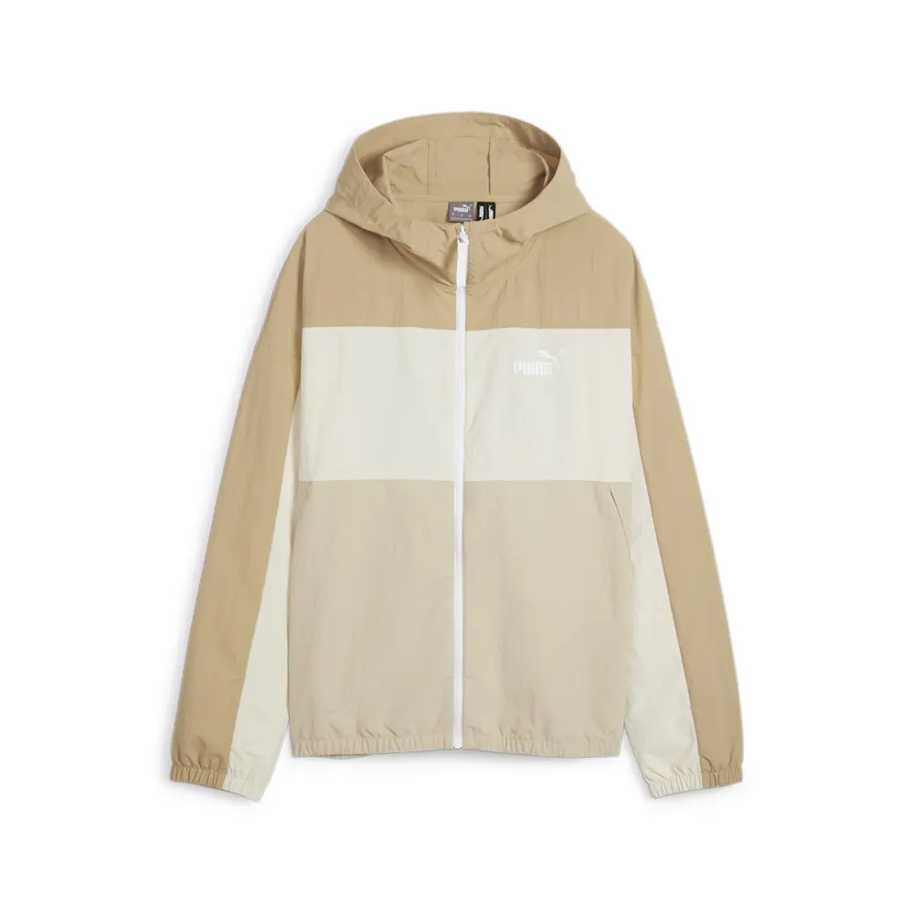 PUMA Womens Oversized Hooded Windbreaker Jacket Athletic Outerwear Casual Heat Resistant - Beige