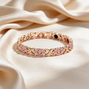 PolarEve Energy magnet bracelet, eco-friendly alloy with diamonds, adjustable ladies' wristband，Valentine's Day gift, Christmas gift